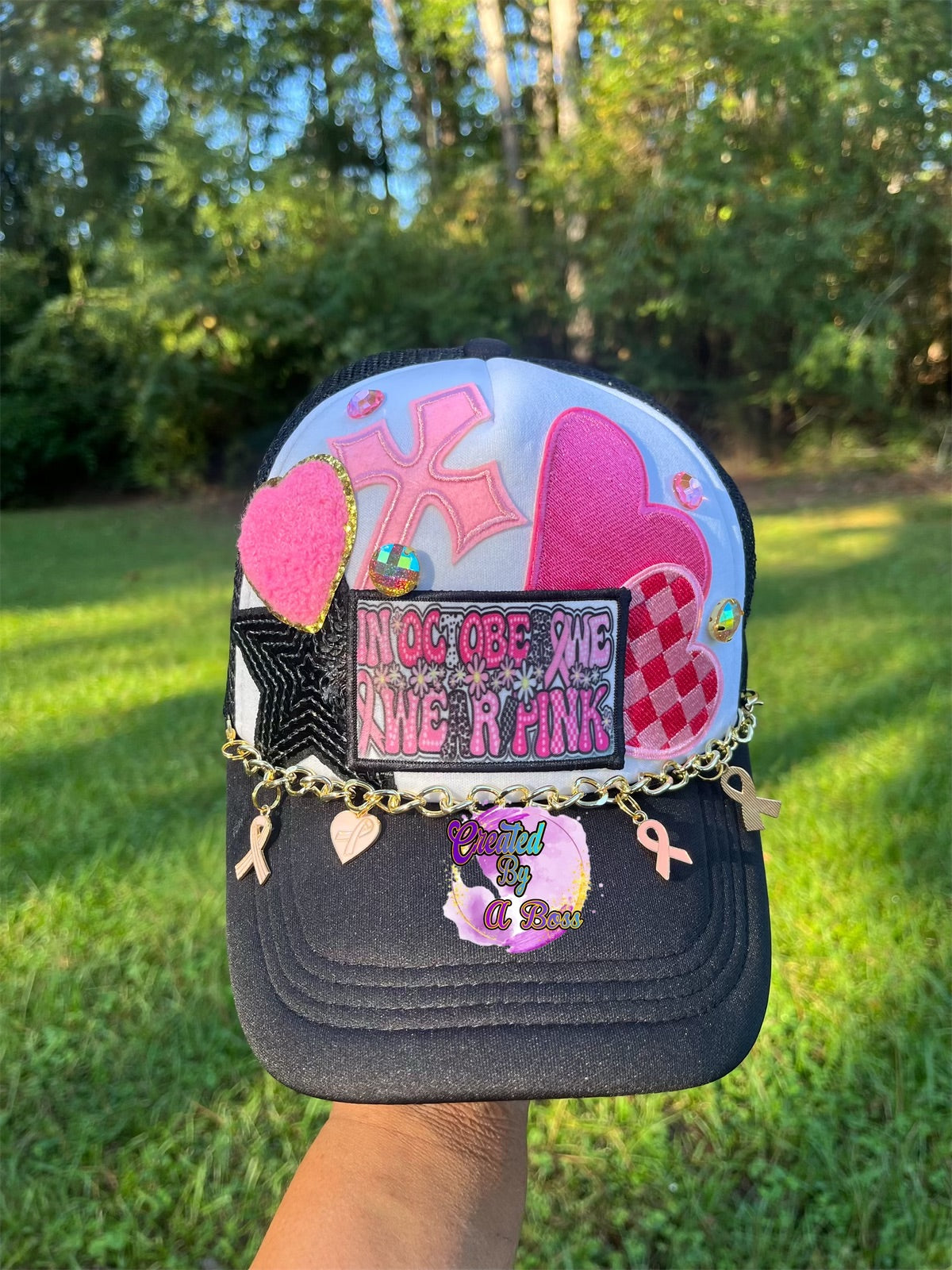 Breast cancer trucker hat