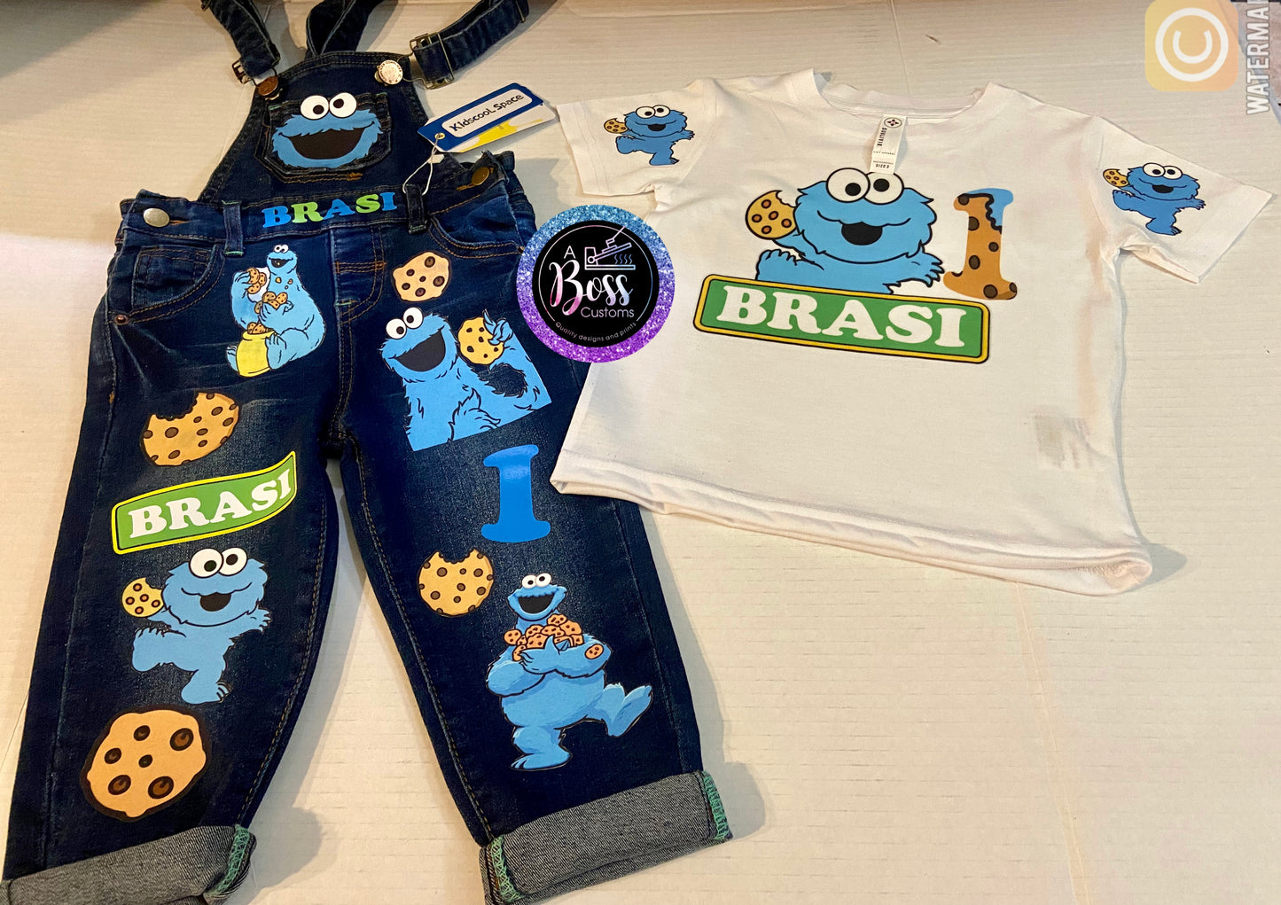 Kids custom overall pants set