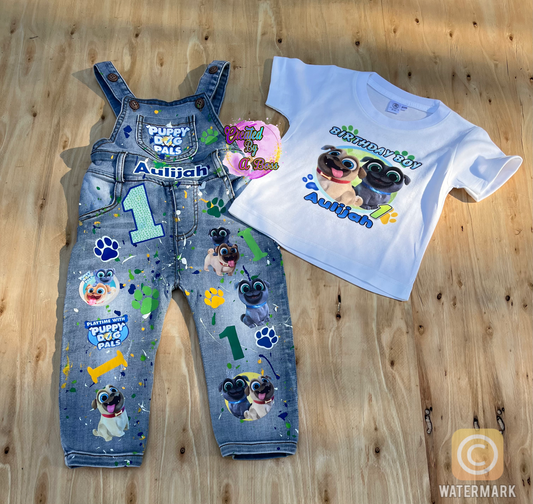 Kids custom overall pants set