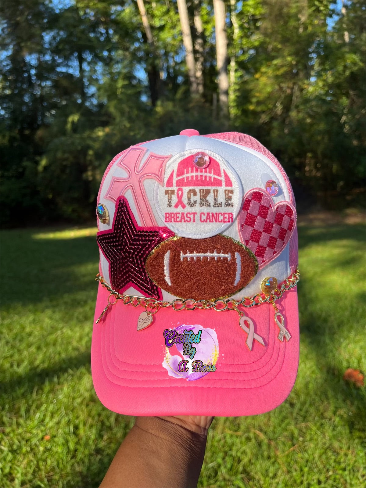 Breast cancer trucker hat