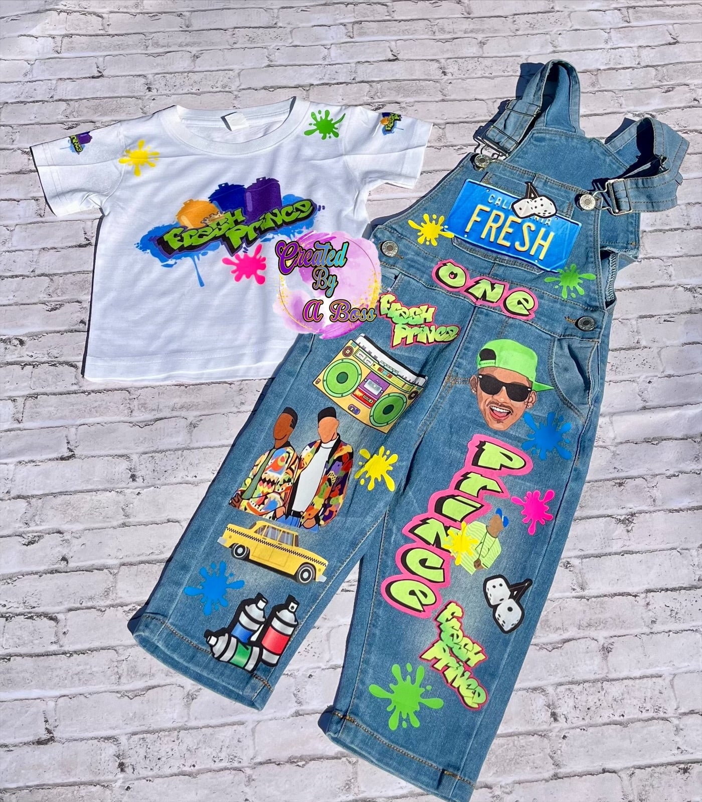 Kids custom overall pants set