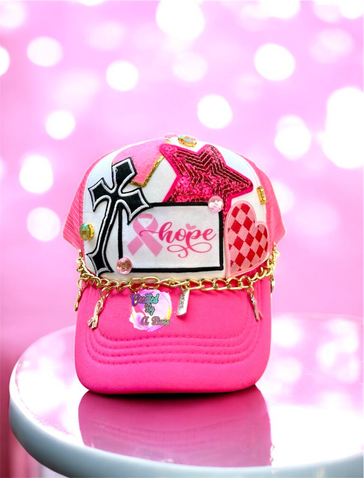 Breast cancer trucker hat